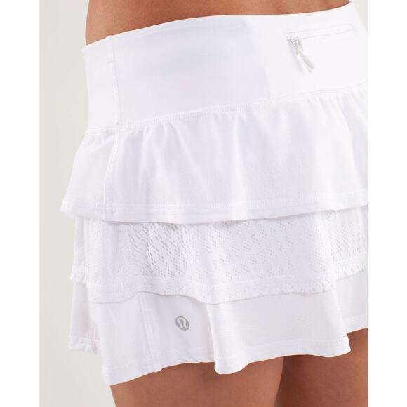 Lululemon Run Nothing to Hide Mini Micro Skort Skirt Shorts Tiered White Size 6 - Picture 12 of 16